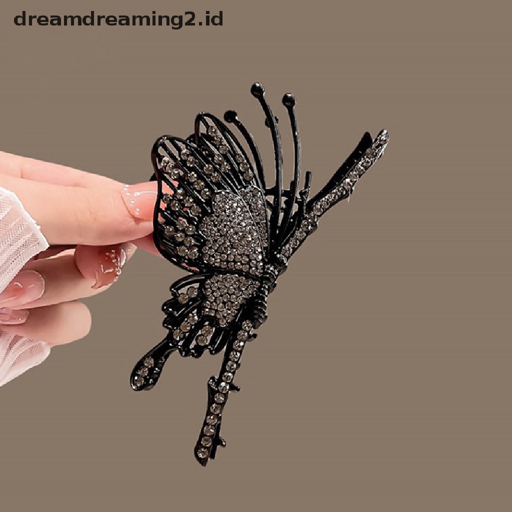 (dream) Retro Fashion Berlian Imitasi Kupu-Kupu Rambut Cakar Wanita Butterfly Hair Clip Untuk Gadis Hiu Rambut Klip Hiasan Kepala Aksesoris Rambut//