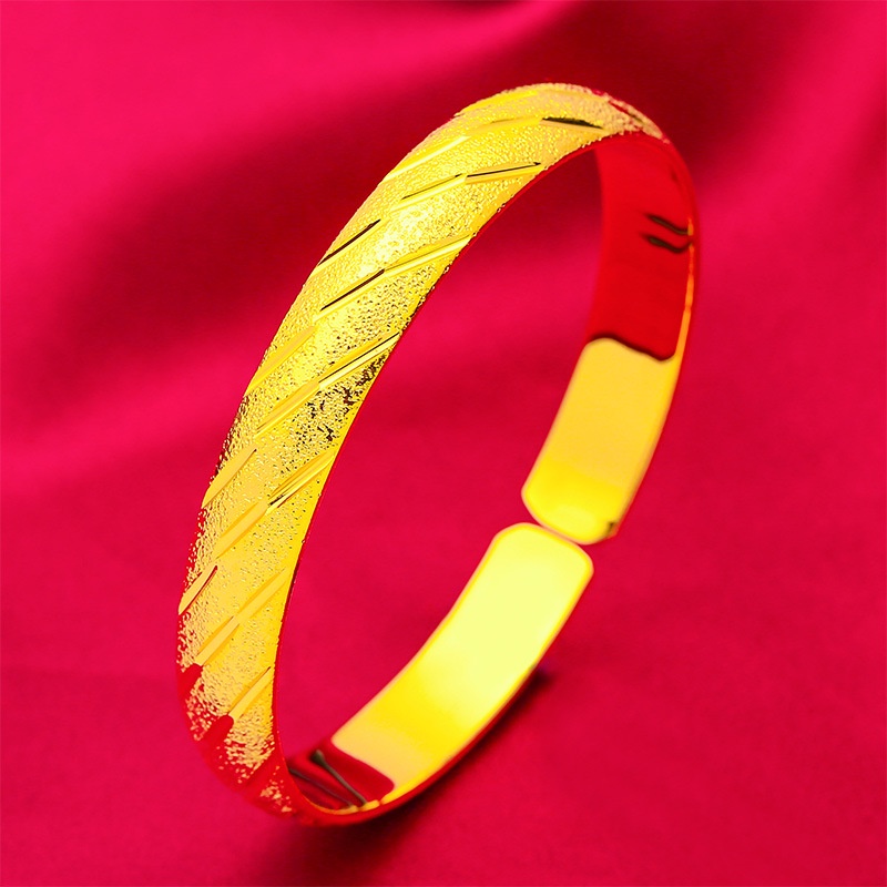 Goldkingdom Perhiasan Fashion 24K Bangkok Aksesoris Ready Stock Pembukaan Berat Menebal 10n Langit Berbintang Glossy Wanita Berlapis Emas Pernikahan Gelang Wanita