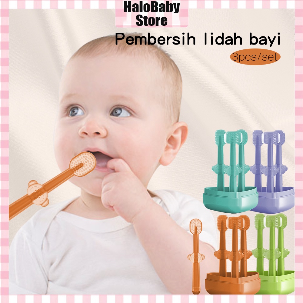 Halobaby Sikat Gigi Bayi Sikat Lidah Bayi 4 in 1 Perawatan Mulut Bayi/Food Grade Silikon Pembersih Mulut BPA Free