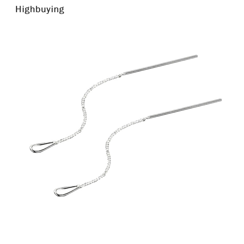 Hbid Gaya Sederhana Rantai Kotak Rumbai Drop Anting Untuk Wanita Panjang Menjuntai Earring Line Aksesoris Tipis Mini Trendi Telinga Perhiasan Glory