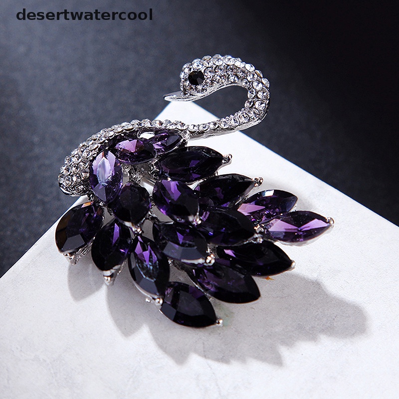Deid Vintage Zirkon Kristal Swan Bros Untuk Wanita Pesta Perjamuan Bros Perhiasan Hadiah Martijn