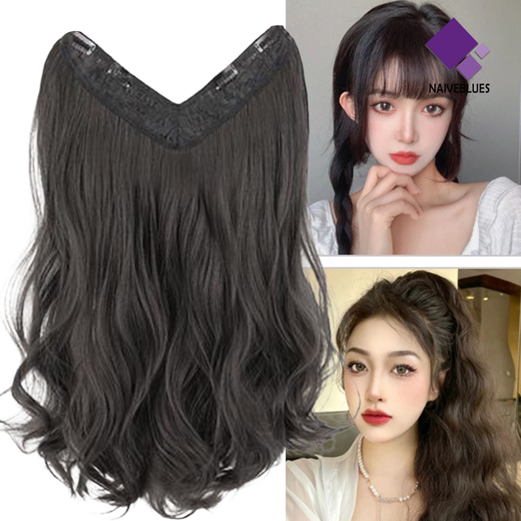 &lt; Naiveblues &gt; Wig Piece No Perm Fluffy Mensimulasikan U-Shaped Menebal Seamless One Piece Curly Partial