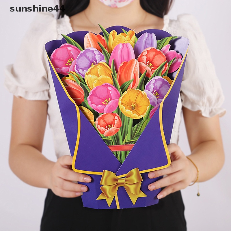 Sunshine 3D Fall Floral Bouquet Card Kertas Ukir Bunga Greeg Cards Hadiah ID