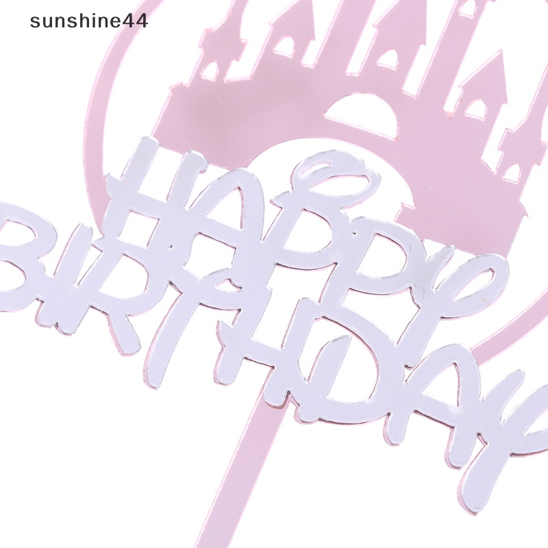 Sunshine 1Pc Double Layer Akrilik Dreaming Cantik Castle Happy Birthday Cake Topper ID