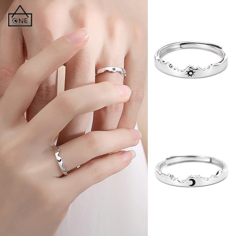 COD❤️Cincin Matahari dan Bulan Cincin Pasangan Ukuran yang Dapat Disesuaikan-A.one