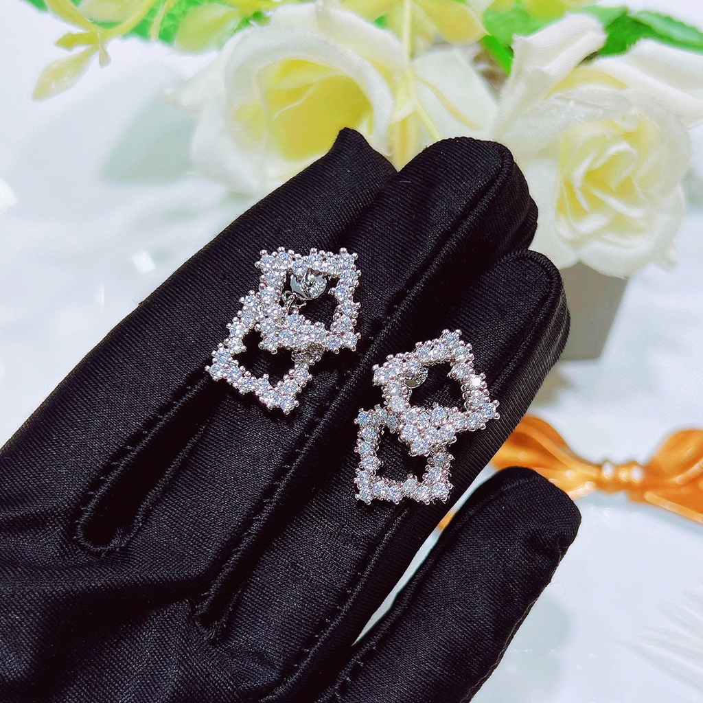 Goldkingdom Aksesoris Perhiasan Fashion Ready Stock Sterling Silver Bertabur Berlian Anting Dewi Mewah Ringan Anting Serbaguna Hadiah Untuk Wanita