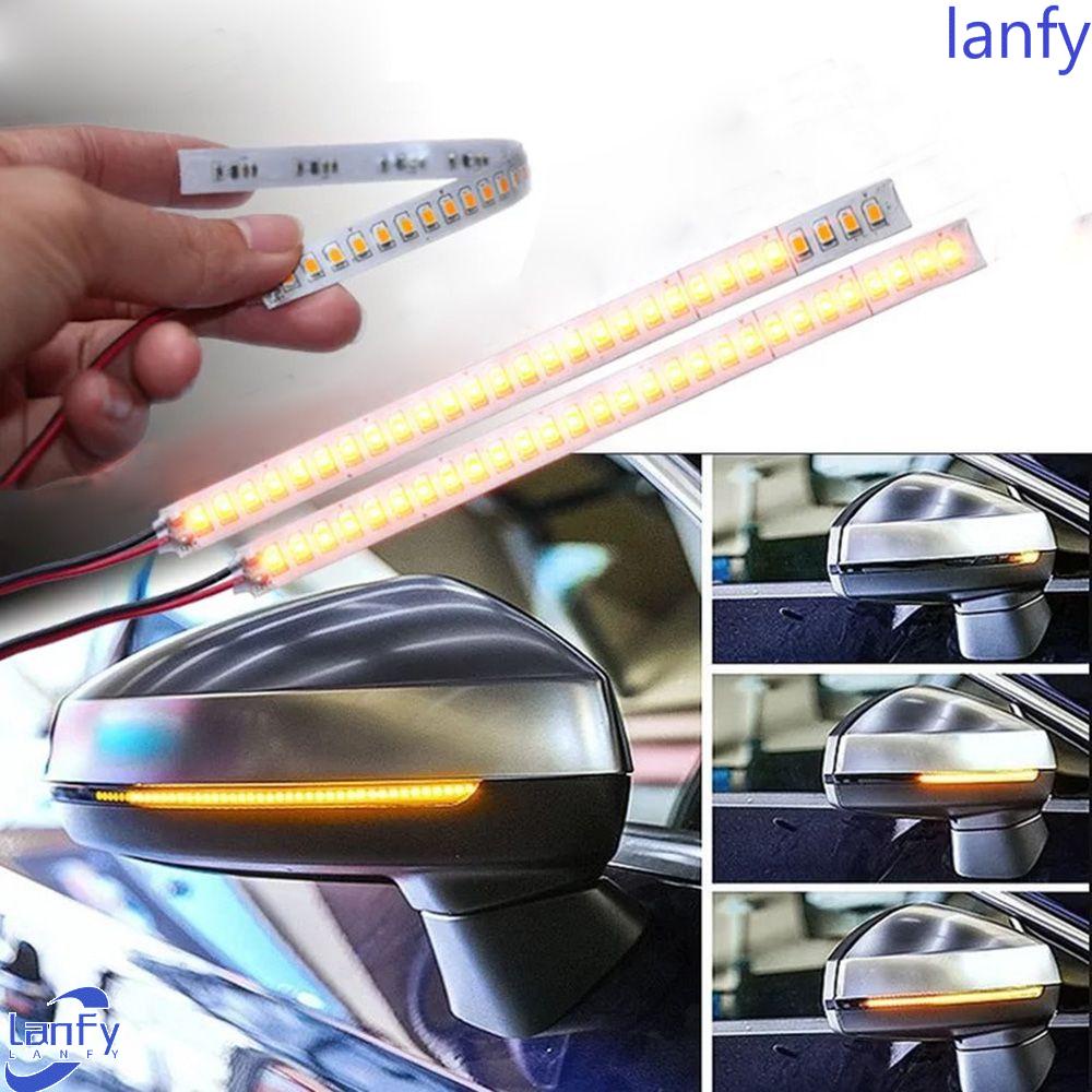 Lanfy Lampu Indikator Dinamic Mobil-styling Kuning Amber Flowing Safety 2PCS/Set Spion 1pasang Sein Strip Light