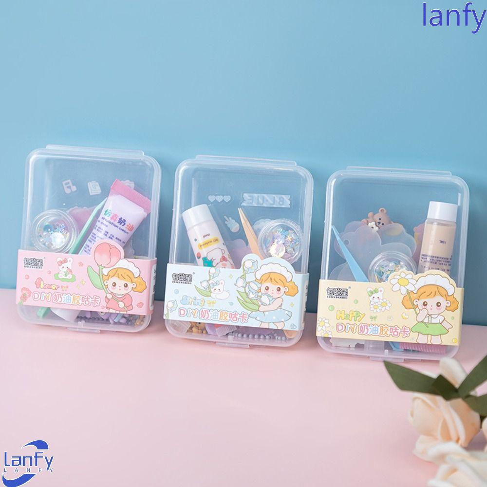 Lanfy Guka Cream Lem Sticker Scrapbooking Stiker Stationery Stiker Alat Tulis Siswa Lengkap Kotak Penyimpanan Bahan Akun Tangan Diy Bahan Storage Box Guka Sticker Set