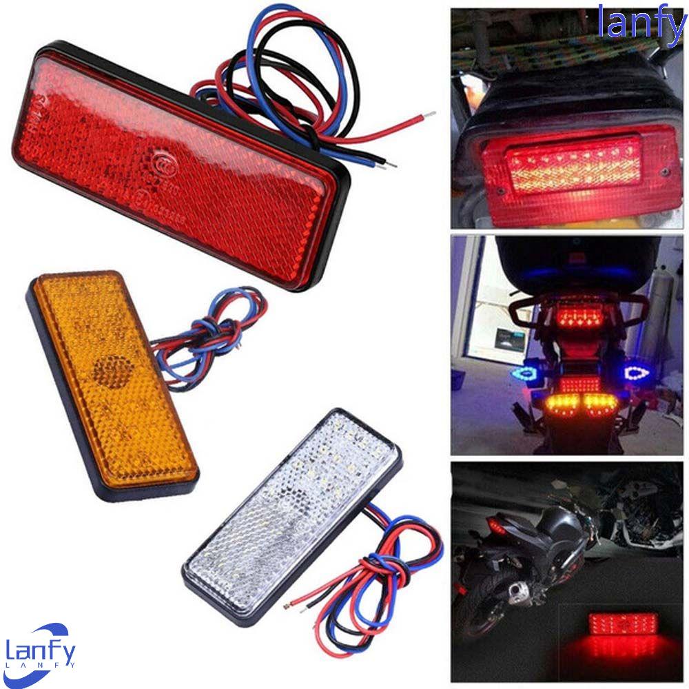 Lanfy Lampu Mobil Ekor Persegi Truk Side Indicator Light Putih/Kuning/Merah Warning Light Bulbs Rem Stop Marker Lamp