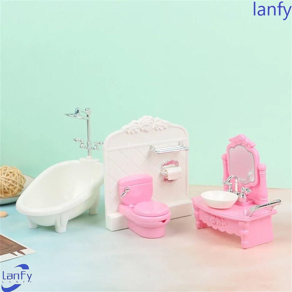 Lanfy Boneka Simulasi Bathtub Rumah Boneka Plastik Aksesoris Mainan Anak Miniatur Furniture Wastafel Cuci Gambar Mainan Anak Hadiah Furniture Rumah Boneka