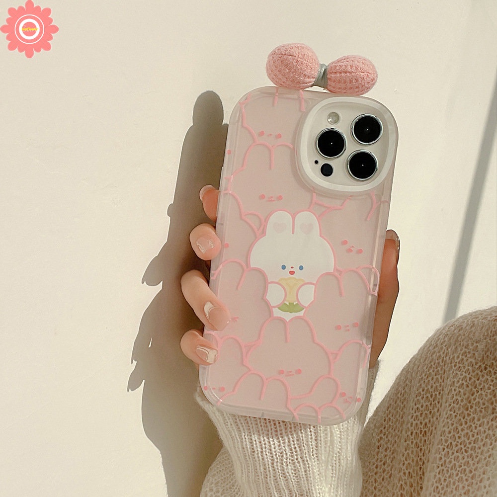 3D Bowknot Decorate Lovely Casing for Infinix Smart 6 5 Hot 10 Lite 10T 10s 11 11s Hot 11 10T 10s 11s 10 9 Play Note 8 Cute Cartoon Rabbit Shockproof Soft Case