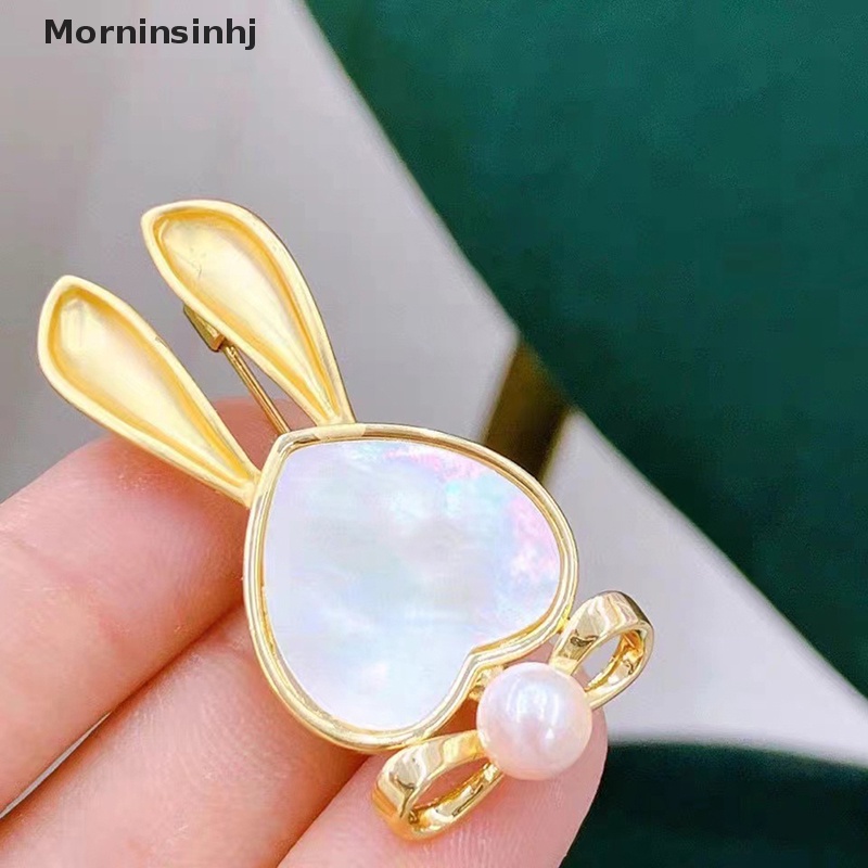 Mornin Bunny Mutiara Air Tawar Bros Desain Kecil Dan Indah Kelinci Anti-lost Bros Gesper Pin Tetap Clothe Press Kerah Aksesoris id