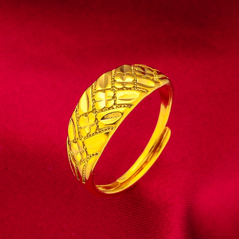 Goldkingdom Aksesoris Perhiasan Fashion Ready Stock Cincin Bunga Nanas Minimalis Lapis Emas Untuk Pasangan Pria Dan Wanita Ring