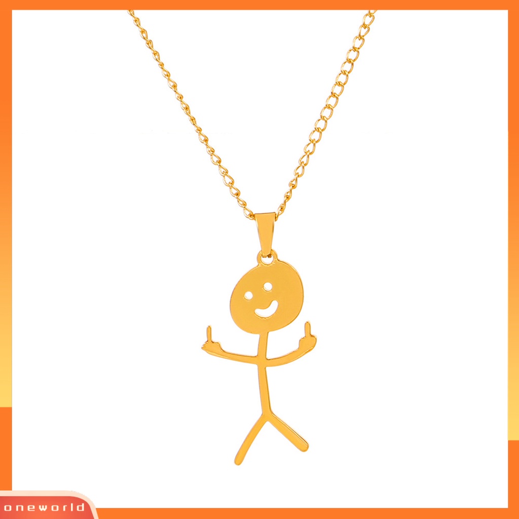 [EONE] Kalung Dewasa Wajah Tersenyum Jari Tengah Hip Hop Stainless Steel Lucu Doodle Liontin Kalung Fashion Perhiasan