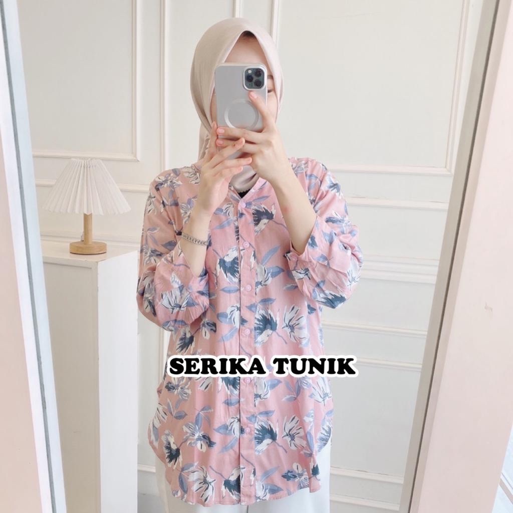 BEFAST - ZFS OOTD WANITA TUNIK HERNA / SERIKA SHAKILA FLORAL TUNIK / Pakaian Wanita Casual / Outfit Hijab Style / Tunik Motif Bunga-Bunga / Fashion Wanita Kerja Terlaris / Tunik Keluaran Terbaru