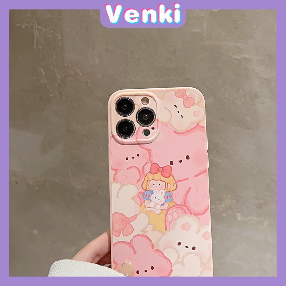 VENKI - For iPhone 11 iPhone Case Cream Glossy Soft Case TPU Shockproof Camera Cover Protection Cute Bear Compatible with iPhone 14 13 Pro max 12 Pro Max xr xs max 7Plus 8Plus