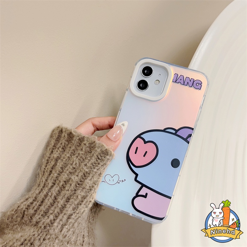 Casing IPhone Disesuaikan Kompatibel Untuk Iphone14 13 12 11 Pro Max X Xr Xs Max8 7 6 Plus SE 2020 Lucu Kartun Pasangan Laser Silikon Casing Ponsel Shockproof Soft Case Cover Pelindung