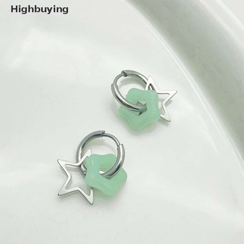 Hbid Y2k Fashion Korea Pentagonal Star Stud Earrings Untuk Wanita Gadis Baru Gothic Y2k Punk Design Earrings Glory