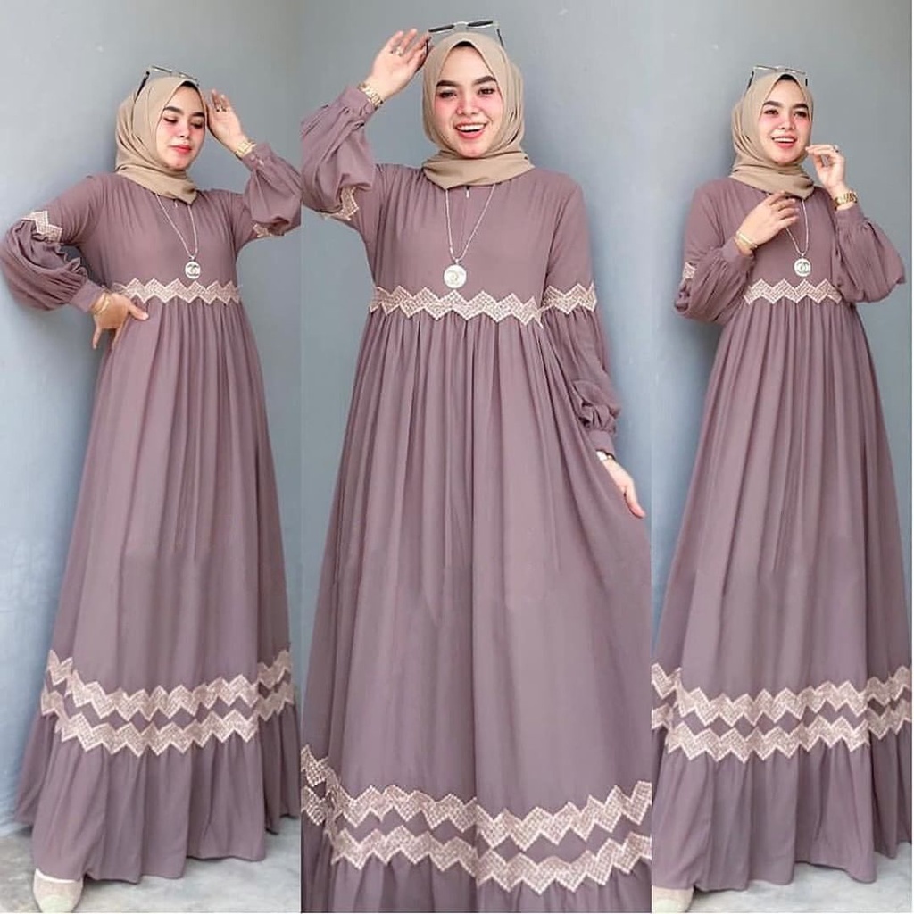 Kimiko Lace Dress Gamis Wanita Muslim Matt Ceruty Babydoll Premium BJ