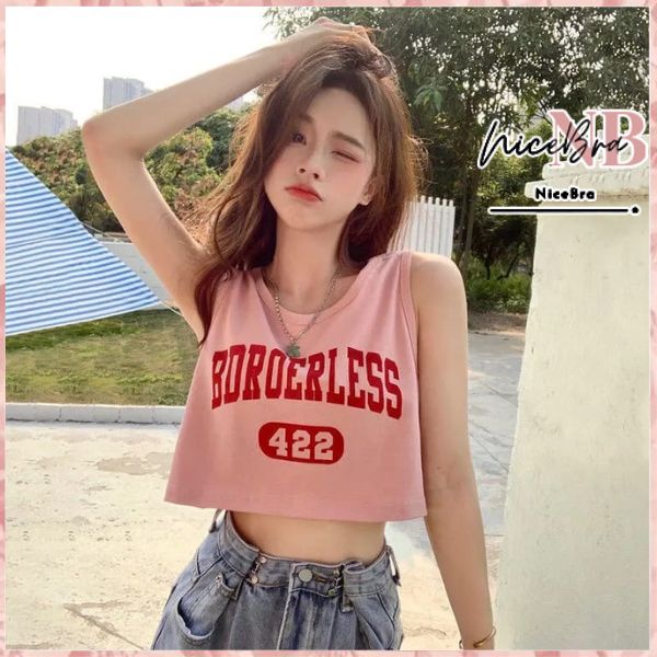 Nicebra Crop Top Tank Top Rajut Wanita Style Korea Tanpa Lengan 4088