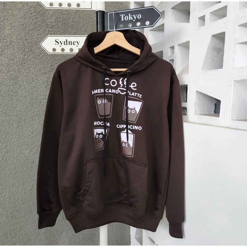 Americano Latte Hoodie Outerwear Wanita Remaja Casual Daily OOTD Korean Style