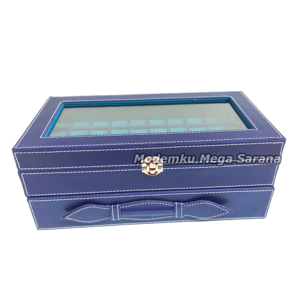 100 Petak Kotak Box Cincin Batu Akik Kaca Jahit Model Susun