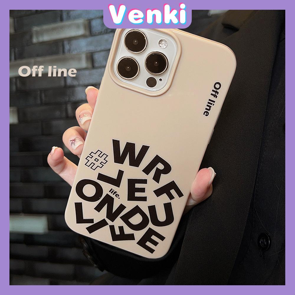 VENKI - For iPhone 11 iPhone Case Off-White Glossy TPU Soft Case Shockproof Protection Camera English Alphabet Compatible with iPhone 14 13 Pro max 12 Pro Max xr xs max 7 8Plus