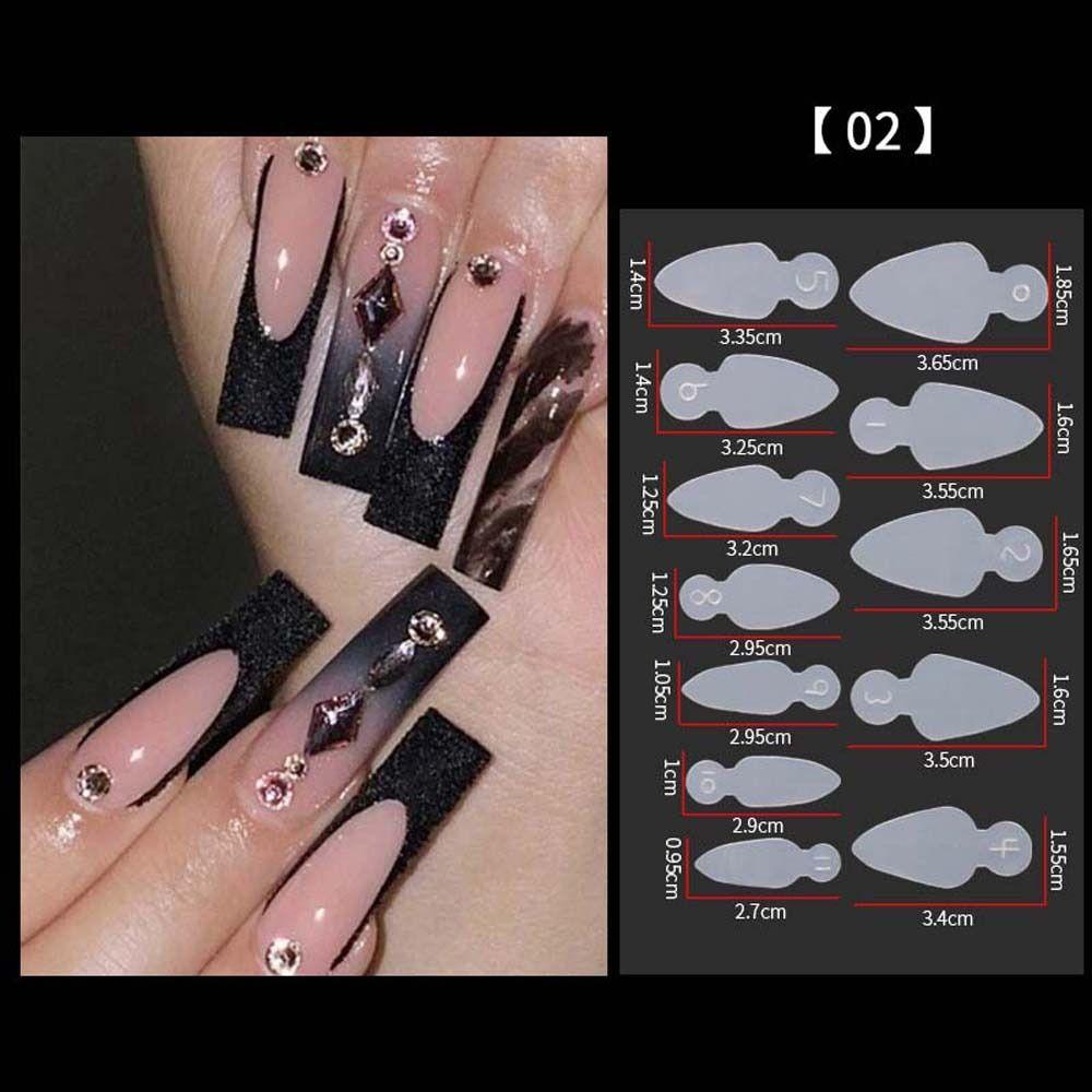 Agustina Kuku Cetakan Stiker Fashion Perekat Diri Dekorasi Kuku Manikur Aksesoris Garis Perancis Kuku Decals Nails Bentuk Ekstensi Gel Ekstensi Nail Mold