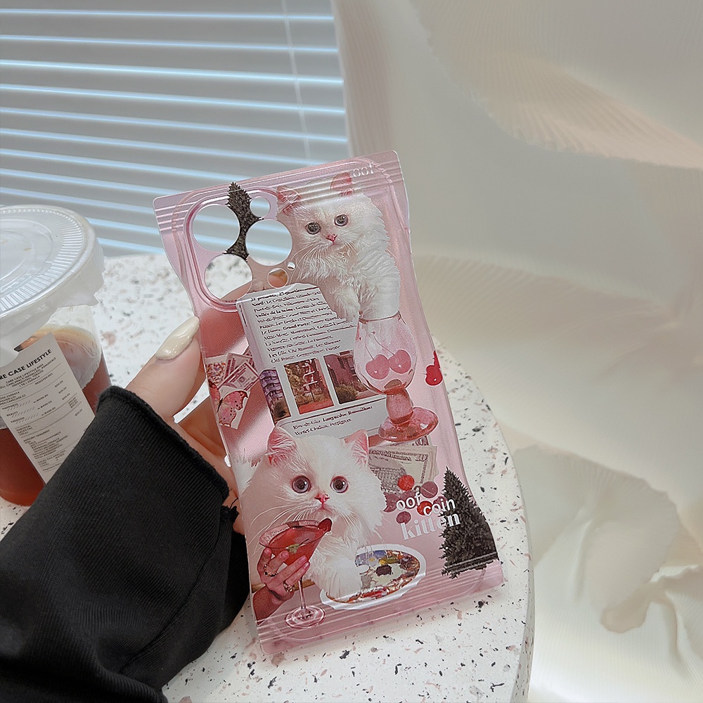 Ins Pink Cat Phone Case Phone Cover Kompatibel Untuk iphone 11Promax 12 13pro 14Promax Casing Pelindung