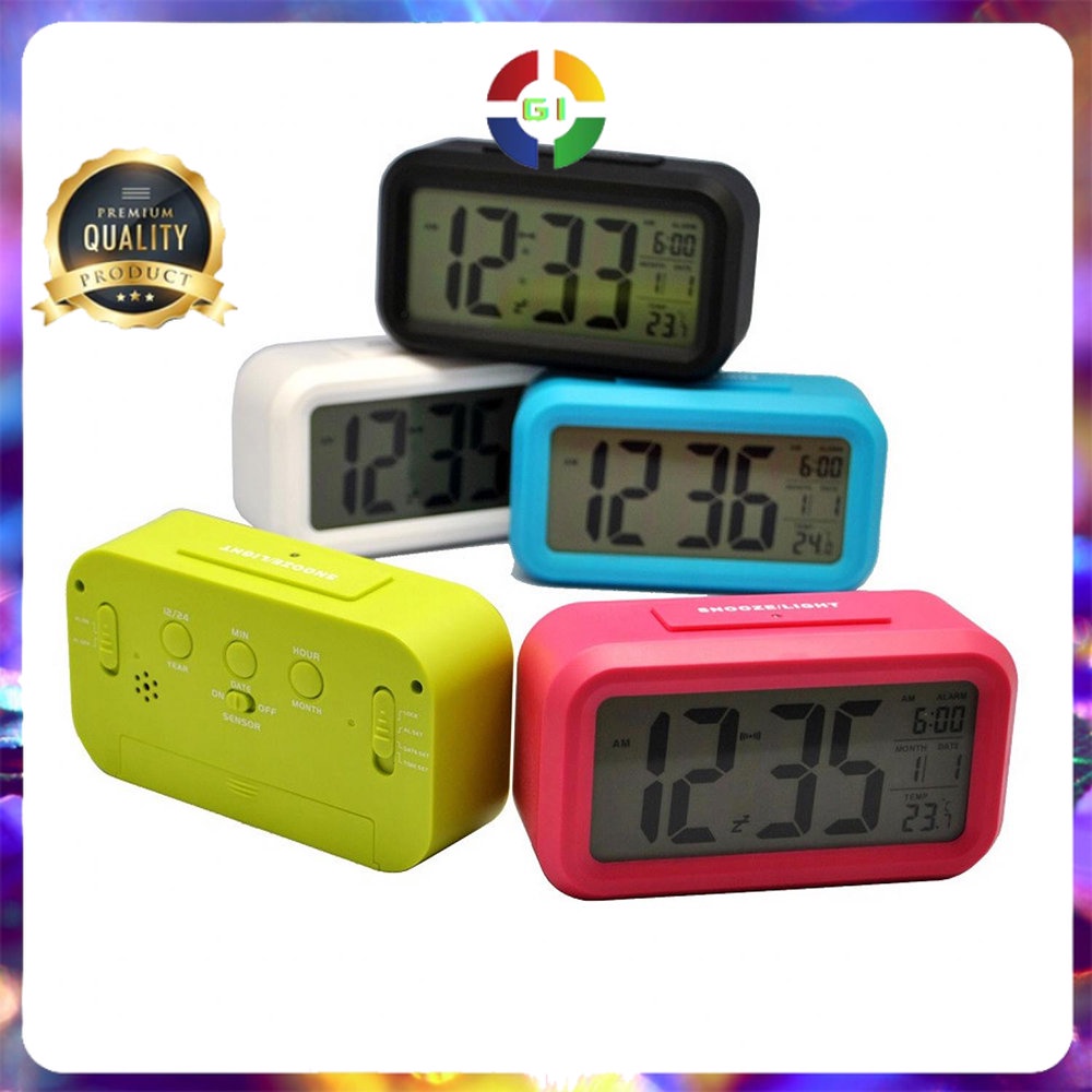 Jam LCD Digital Clock with Alarm Black