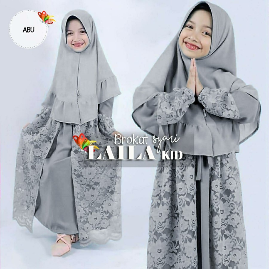 GAMIS ANAK PEREMPUAN BAJU MUSLIM ANAK CEWEK UMUR 8-11 THN SYARI LAILA KID