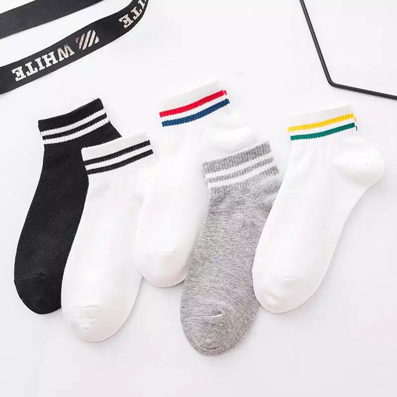 Kaos Kaki Korea Style Casual Sport Motif Garis Bahan Katun (part 1) [BAYAR DI TEMPAT]