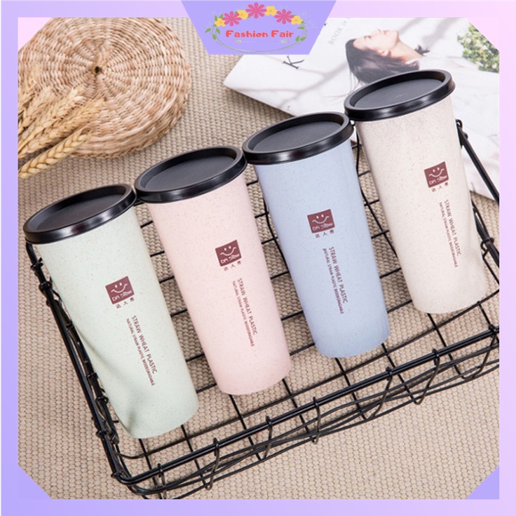 FASHION FAIR - D6093 Botol Minum Wheat H5461 / Botol Minum Sedotan Korea / Tumbler Cup Wheat Straw Eco Friendly / 2 Tutup Free Sedotan