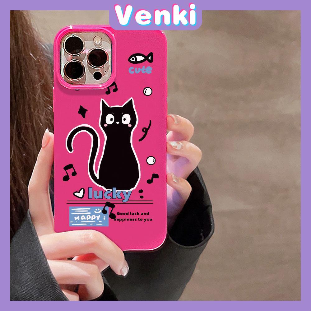 VENKI - For iPhone 11 iPhone Case Red Glossy TPU Soft Case Shockproof Protection Camera Cute Black Cat Compatible with iPhone 14 13 Pro max 12 Pro Max xr xs max 7Plus 8Plus