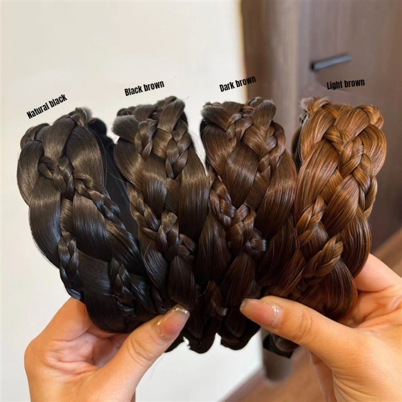 Lima Helai Wig Hairband Sandwich Kepang Rambut Klip Hiasan Kepala Adonan Goreng Melintir Kepang Anyaman Tangan Murni Tinggi Tengkorak Atas Ikat Kepala