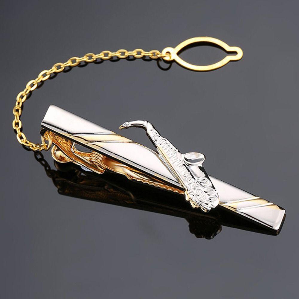 Lily Tie Clip Perhiasan Formal Dasi Clasp Tie Pin Bar Clasp Aksesoris Dasi Saxophone Tie Clip