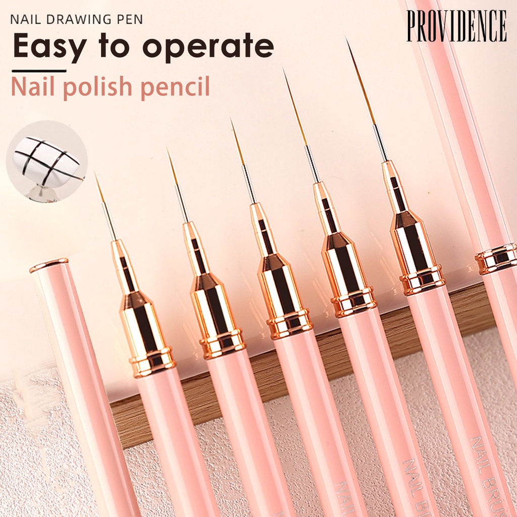 Providence Nail Art Outline Brush Pink Pen Holder Bulu Fleksibel Gambar Halus Batang Akrilik Gambar Kuku Brush Liner Brush Nail Salon Supply