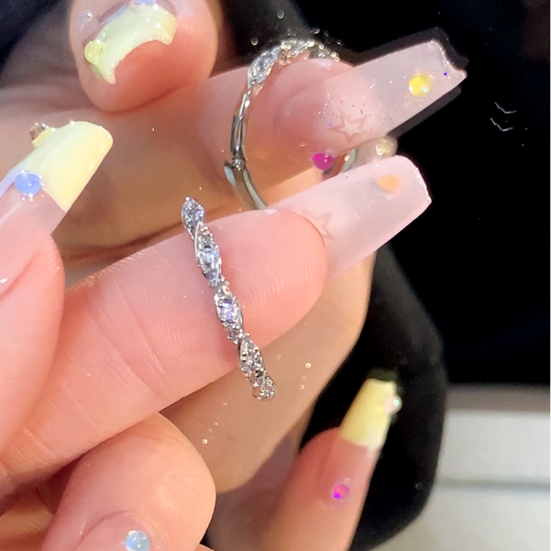 Kami Bunga Mewah s925 Perak Zirkon Berkilau Memutar Mengepang Cincin Untuk Wanita Perempuan Elegan Engagment Pernikahan Jari Cincin Korea Fashion Perhiasan Hadiah