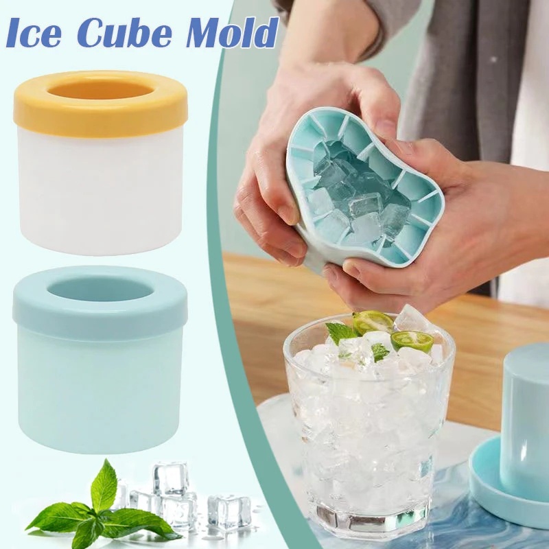 Kapasitas Tinggi Es Batu Membuat Tray Ice Bucket Cetakan Food Grade DIY Ice Ball Maker Cepat Membekukan Silikon Lemon Orange Silinder Cangkir Dengan Tutup Perlengkapan Rumah Aksesoris Dapur