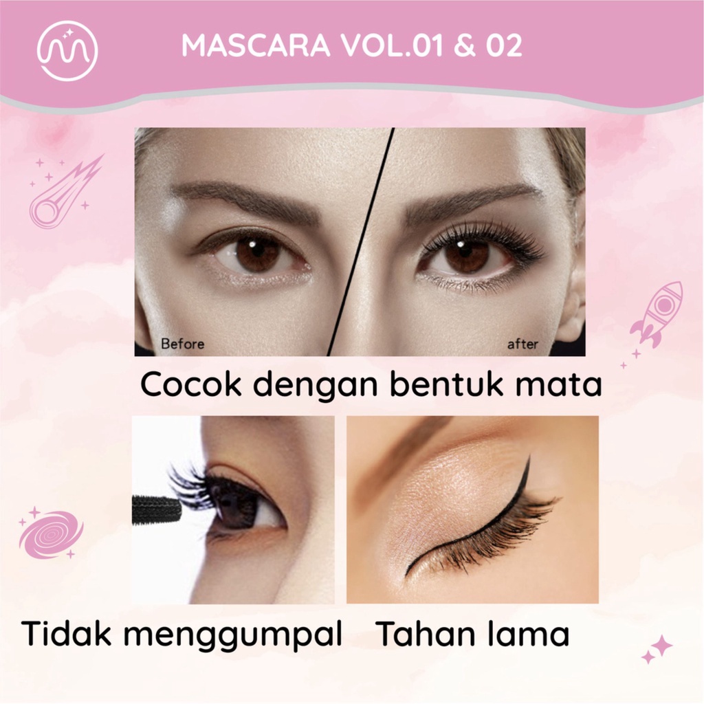 MINIPINK Maskara Vol.01 &amp; Vol.02 Long Lengthening Volume Curl Waterproof and Long Lasting Mascara MP007