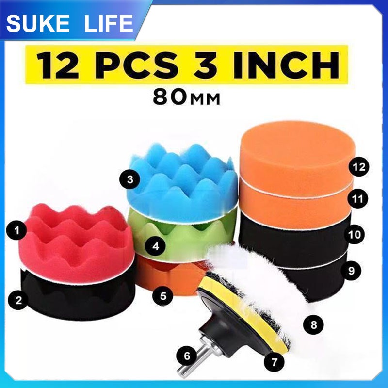 Body mobil Alat Poles Busa Spons 7/12pcs Komposit Lilin Cuci Mobil Gloss Mengkilap Sikat Pembersih/P