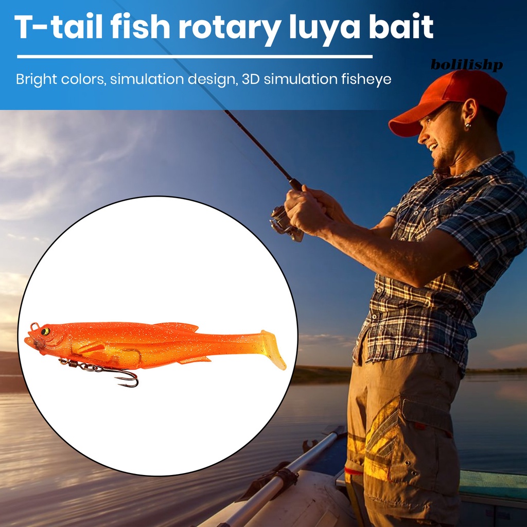 Bo-12.5cm/21g Umpan Lembut 3D Simulasi Fisheye Simulasi Treble Hook Tahan Gigit Angling T-tail Treble Swivel Umpan Bionik Memancing Luar Ruangan