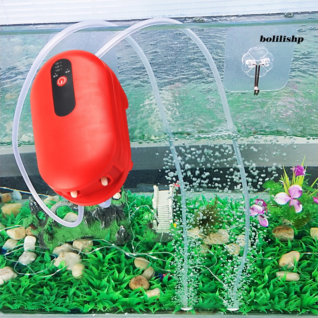 Bo-oxygen Pompa Angin USB Charging Portable Ultra Tenang Dengan Batu Udara Daya Tinggi Penambahan Oksigen Mini Dual Outlet Aquarium Fish Tank Aerator Untuk Outdoor