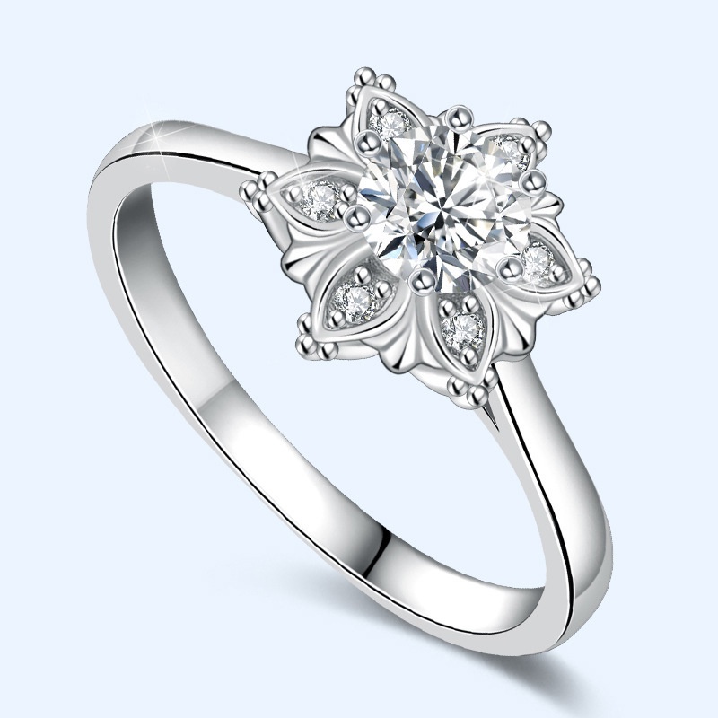 Goldkingdom Aksesoris Perhiasan Fashion Ready Stock Lumut Berlian Cincin Terbuka Carat Sun Flower Ring