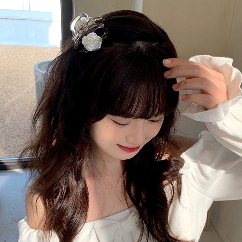 Jepit Rambut Bunga Wanita Gaya Korea Fashion Mawar Camellia Warna Transparan Hair Clip Import - SG