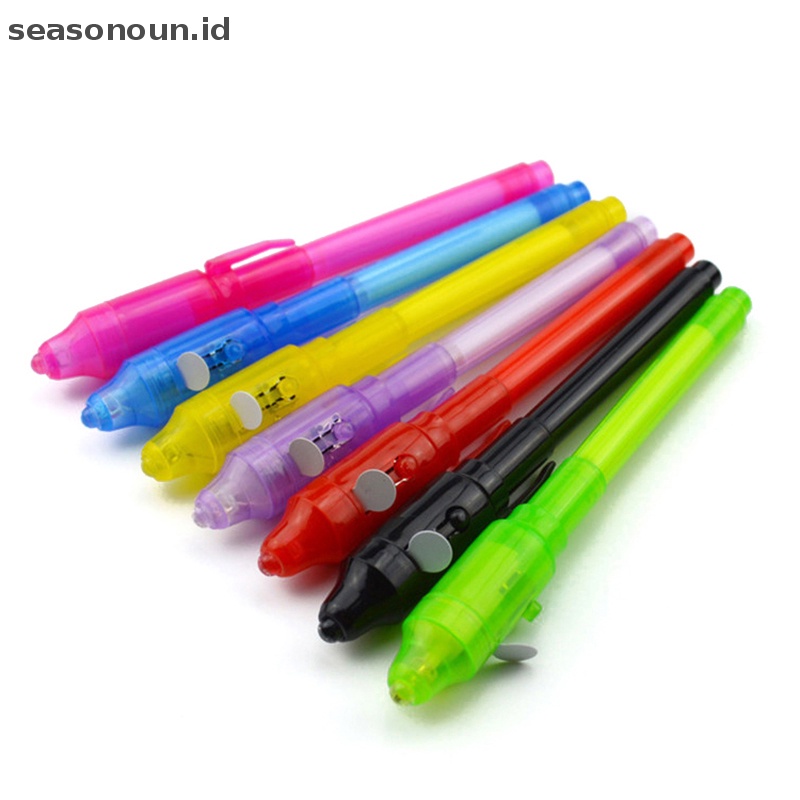 Seasonoun Tinta Tanpa Warna Cahaya Tak Terlihat ultraviolet UV lamp fluorescent magic pen.