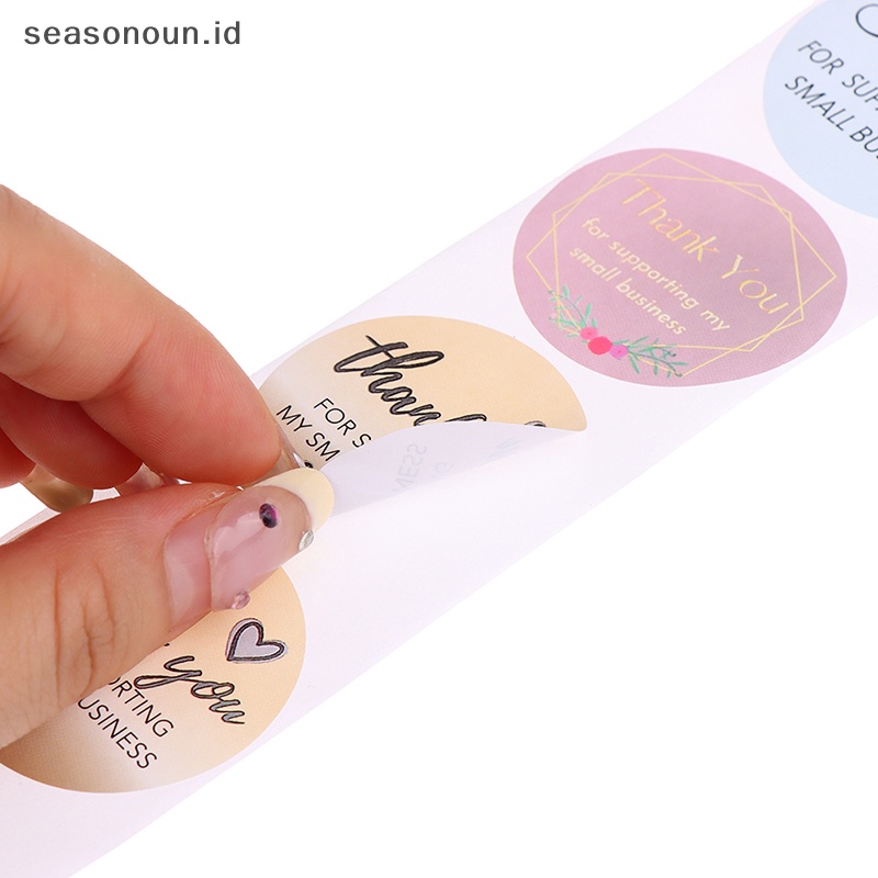 Seasonoun 500Pcs/Roll Thank You Floral Sticker Gift Packaging Seal Label Scrapbooking Alat Tulis Stiker Roll Diy Sealing Sticker 2.5/3.8cm.