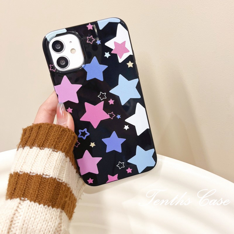 Kompatibel Untuk Iphone14 13 12 11 Pro Max X XR Xs Max8 7 6 6s Plus SE 2020 Soft Cover Gaya Manis Keren Casing Ponsel Motif Bintang Layar Penuh