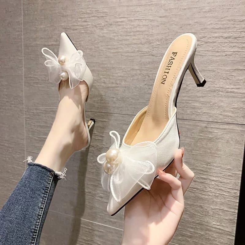 Heels Mule Wanita Import Kekinian Sandal Hak Import Heels Pesta 6719