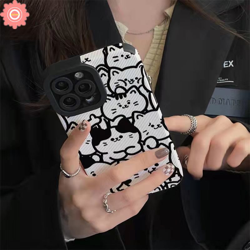 IPHONE Case Kartun Line Kitty Kucing Lucu Kompatibel Untuk Iphone11 14 12 13 Pro Max7 8 Plus X XR XS Max Lovely Monster University Shockproof Gaya Korea Case Penutup Belakang